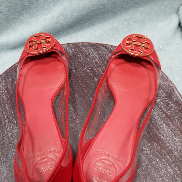Tory Burch Red Logo Jelly Ballet Flats Womens Size 10 - Picture 9 of 12